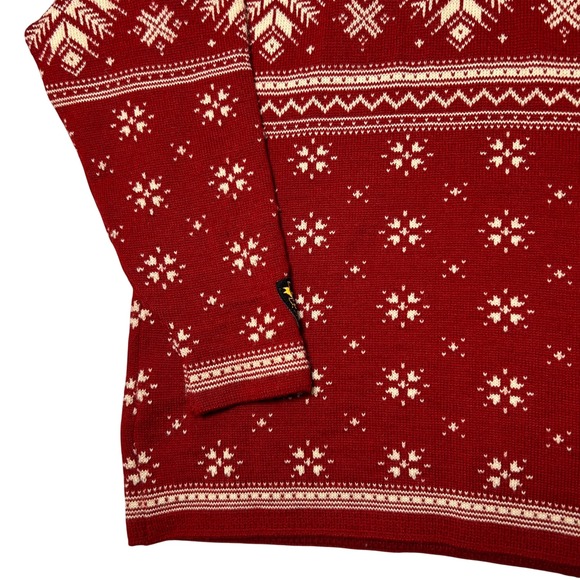 Dale of Norway US Olympic Collection Red Wool Nordic Snowflake Quarter Zip Small - Picture 16 of 16